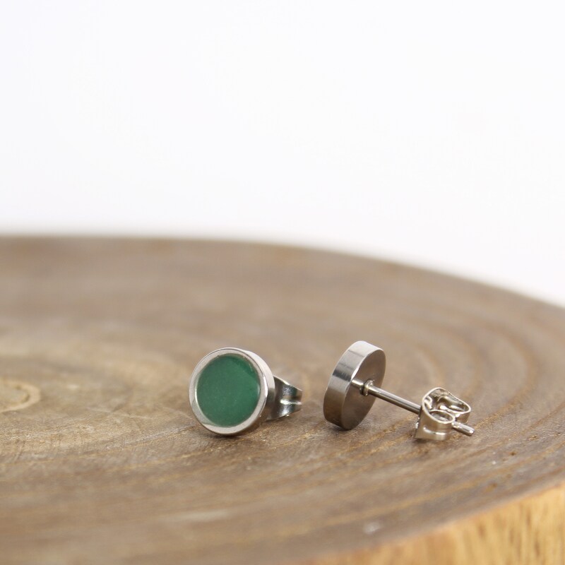 Green Stud Earrings - Malachite Earrings - Malachite Jewelry